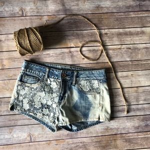 American Eagle Shortie Lace Jean Shorts Size 0